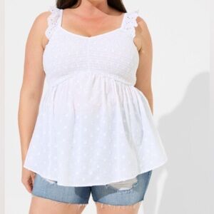 NWT Torrid baby doll cotton clip smocked bodice tank